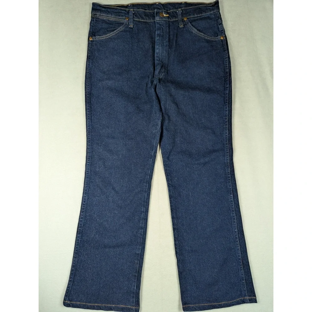 Wrangler Cowboy Cut Stretch Slim Fit Mens Jeans Dark Blue Wash Size 36